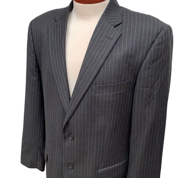 Tommy 100% Wool Pinstriped Two Button Blazer Suit Sport Coat Men’s size L 42 - Picture 5 of 15